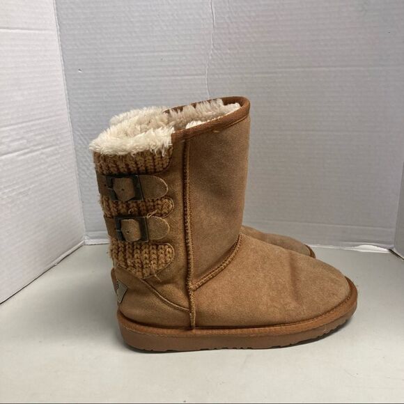 DREAM PAIRS Women’sSweaty-Buckle-K Suede Boots Tan Size 5 - Picture 10 of 12